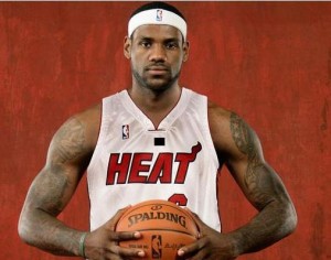 lebron modell in heat jersey